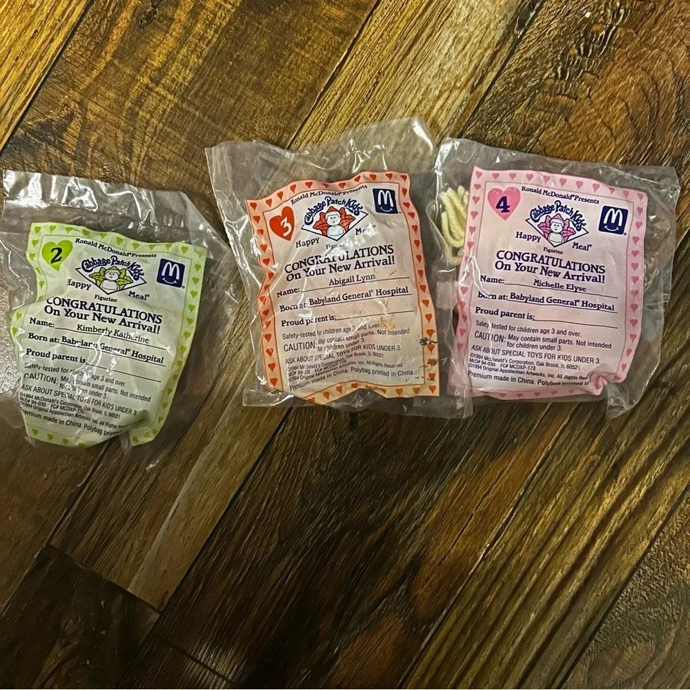 NIP‎ Vtg 1994 Cabbage Toddler Baby Dolls McDonalds Happy Meal Toys Lot of 4 set